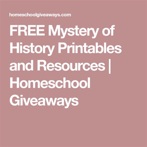 Free Printables For The Mystery Of History All Volumes Mystery Of