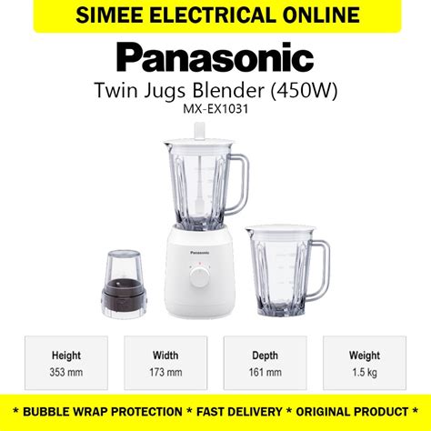 NEW Panasonic Twin Jug Blender With Dry Mill 450W 1L MX EX1031 MX