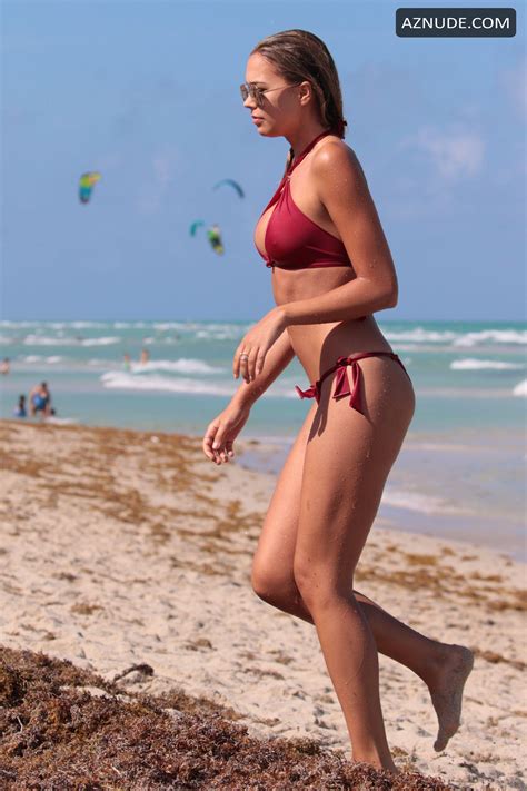 Sandra Kubicka Sexy Red Thong Bikini With Friends At The Beach In Miami AZNude