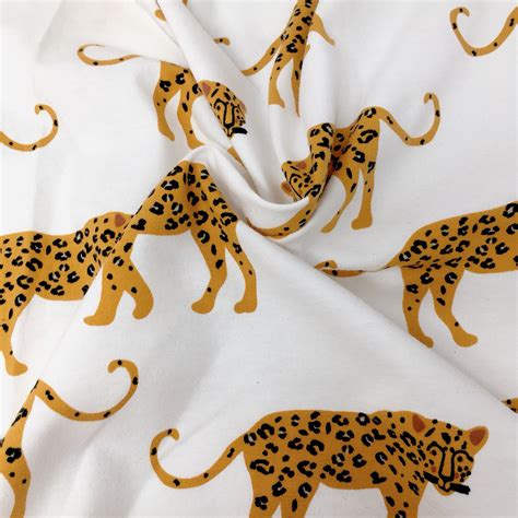 Leopard Print Cotton Spandex Jersey Knit Animal Print Fabric