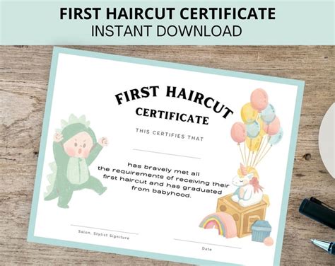 My First Haircut Certificate Baby Milestone Keepsake Baby Haircut My