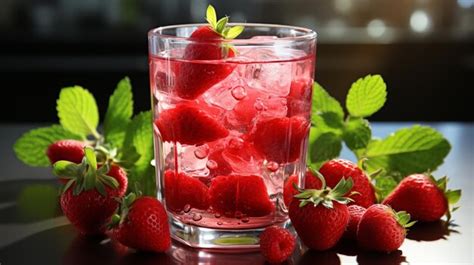 Premium Photo Red Strawberries Juice In Glass On White Background Front Full View