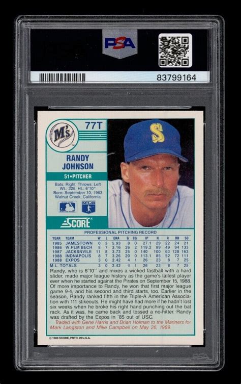 Score Traded Set Break T Randy Johnson Auto Psa Gem Mint