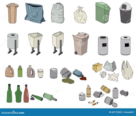 Tipos Diferentes Dos Escaninhos Waste E V Rios Ilustra O Do Vetor