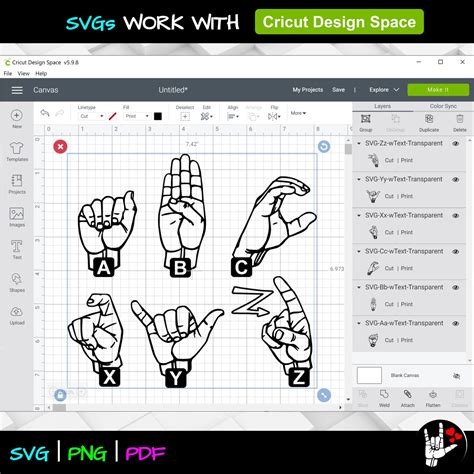 Asl Svg Sign Language Alphabet Svg American Sign Language Etsy