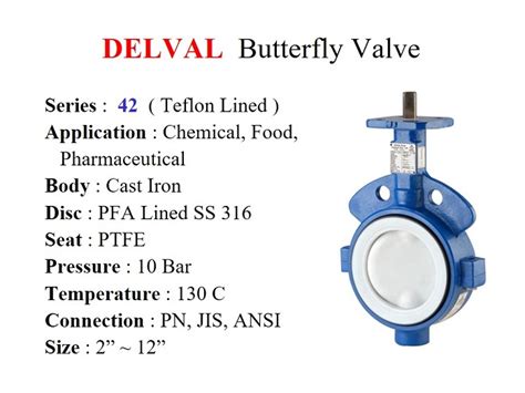 PTFE Lined Butterfly Valve Delval Series 42 10 Bar Wafer Gamako