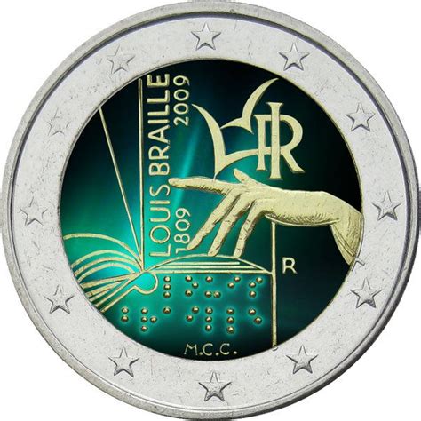 NT Italien 2 Euro Braille Coloriert Coleccionar Monedas Monedas