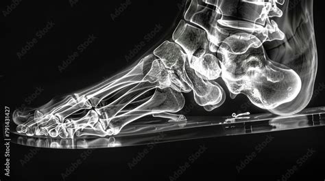 An X-ray image showcasing the internal anatomy of the human ankle ...