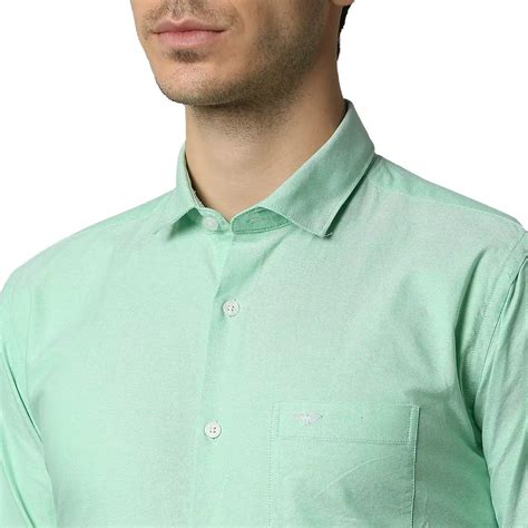 Men Green Slim Fit Two Tone Cotton Cut Away Collar Shirts Myraymond