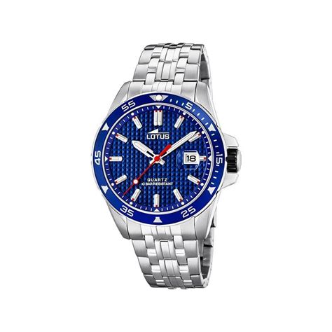 Reloj Lotus Plateado Y Azul Hombre Cron Grafo