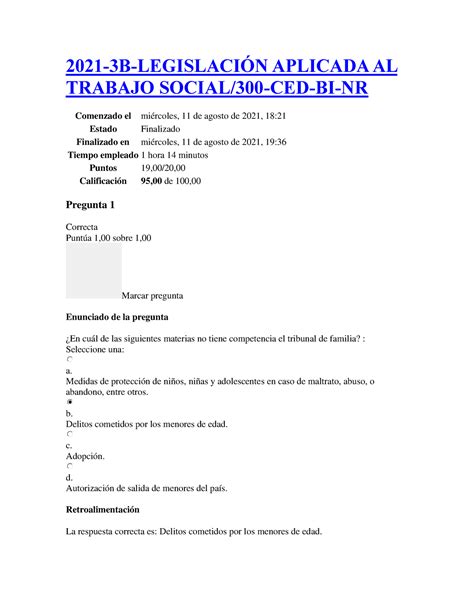 Prueba 1 2 y examen legislación Aplicada al trabajo social 2021 3B