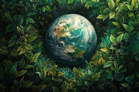 Premium Photo A Beautiful Depiction Of The Earth Surrounded By Lush