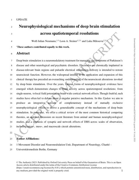 PDF Neurophysiological Mechanisms Of Deep Brain Stimulation Across