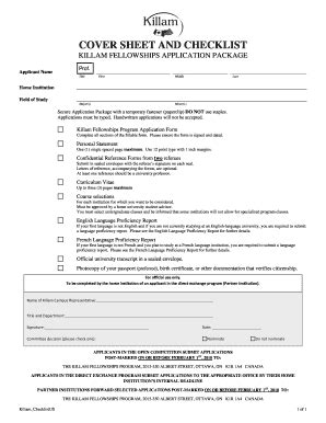 Killam Fellowship Fill Online Printable Fillable Blank PdfFiller