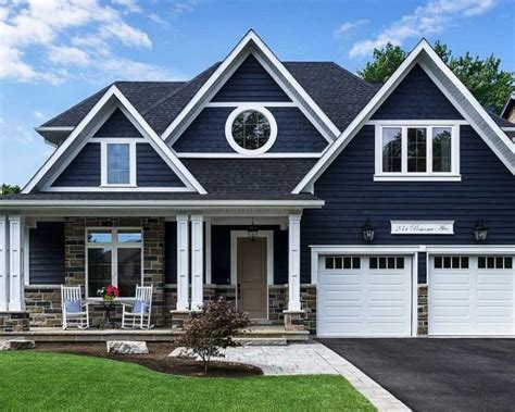 Craftsman Style Blue House With White Trim