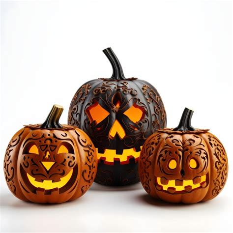 Premium Ai Image Halloween Pumpkins On White Background