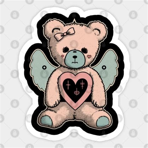 Gothic Sad Bear Creepy Spooky Kawaii Bear - Gothic Bear - Sticker | TeePublic