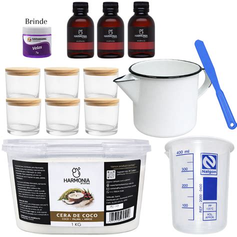 Kit Para Fazer Velas Aromáticas - Kit Iniciante para Fazer Velas Aromáticas Artesanais Completo com Potes ...