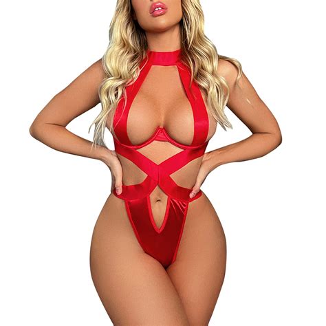 Dmqupv Lingerie Underwear Women Snap Crotch Lingerie Lace Bodysuit Deep