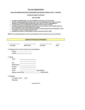 Fillable Online Bnl Course Application Brookhaven National Laboratory