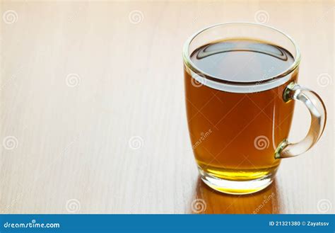 Glass Cup Of Tea On A Wooden Table Stock Photo Image Of Teacup