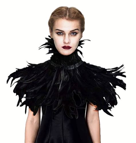 Halloween Gothic Feather Shawl Witch Bird Costume Feather Shrug Cape