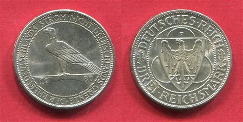 Weimarer Republik Deutsches Reich 3 Mark Silbermünze 1930 F