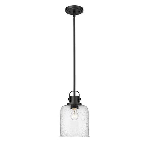 Kinsley 8 In 1 Light Matte Black Globe Pendant Light With Clear Seeded Glass Shade 340p8 Mb