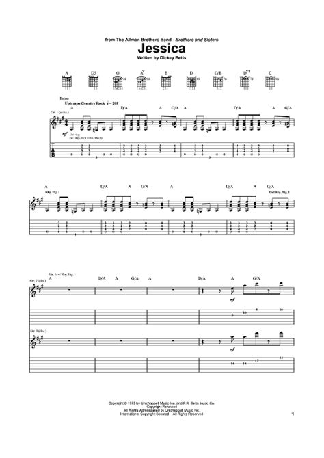 Buy Jessica Sheet Music By The Allman Brothers Band For Guitar Tab