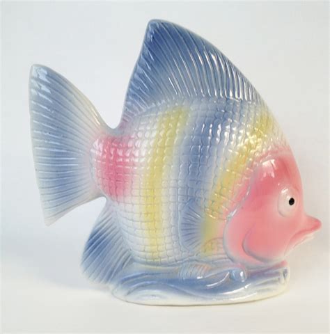 Vintage Large Ceramic Pastel Fish Figurine