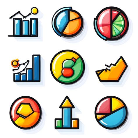 um conjunto de icones de graficos  imagens de varios tipos de