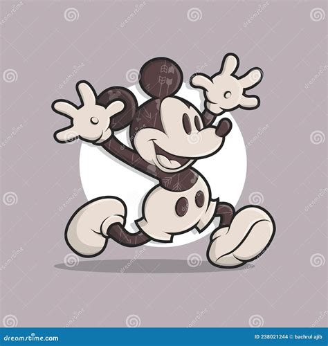 Mickey Mouse is Running Happily Stock Illustration - Illustration of ...