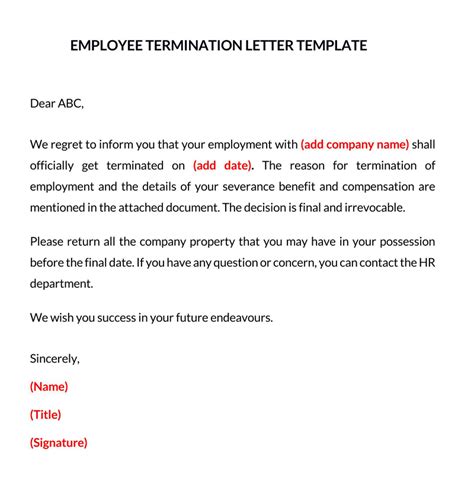 40 Free Employee Termination Letter Notice Templates