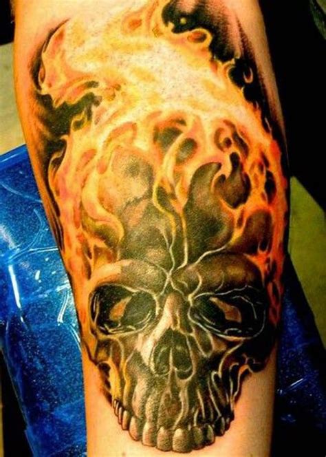 Aggregate 67 Skull And Flames Tattoo Latest In Cdgdbentre