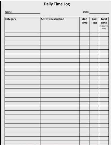 40 Free Time Log Templates Hourly Daily Word Excel