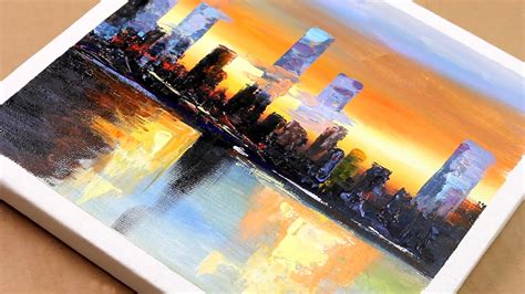 Simple Paint Cityscape Easily Step By Step Painting For Beginners