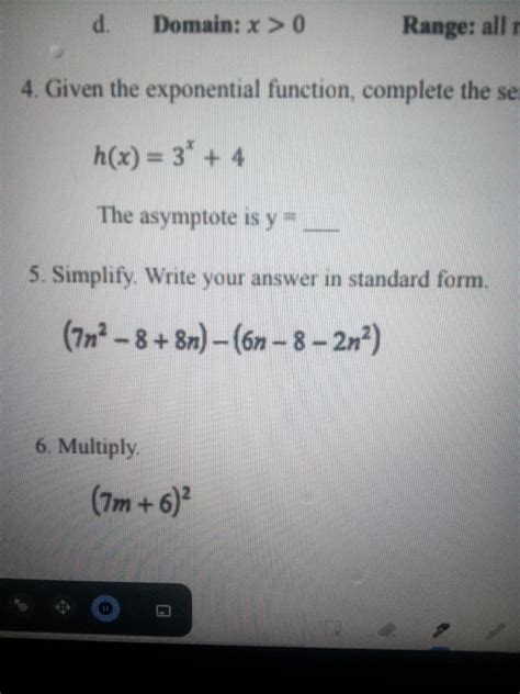 Answered 4 Given The Exponential Function … Bartleby