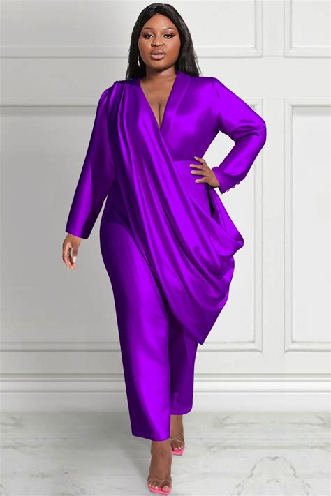 Xpluswear Design Plus Size Mother Of The Bride Jumpsuits Elegant Red