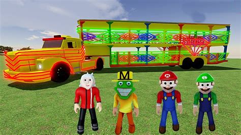 Carreta da alegria no Roblox Personagens Máscara Mario e Luigi e