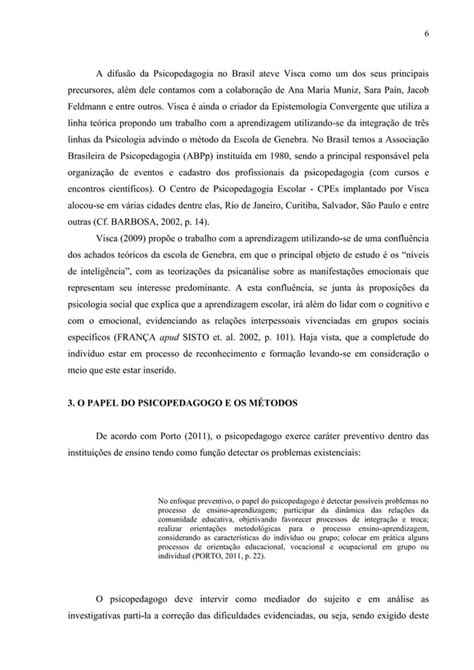 O PAPEL DO PSICOPEDAGOGO MÉTODOS UTILIZADOS PARA INTERVIR NAS