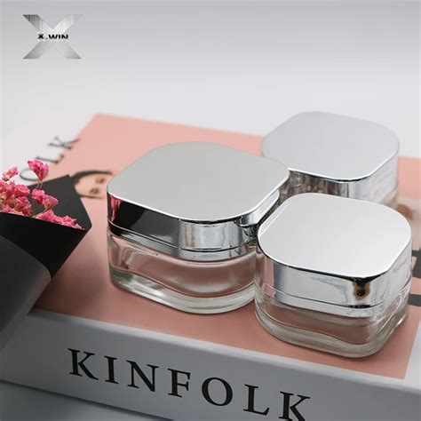 30g 50g Square Glass Cosmetic Cream Jars And Bottles With Lid Wholesale