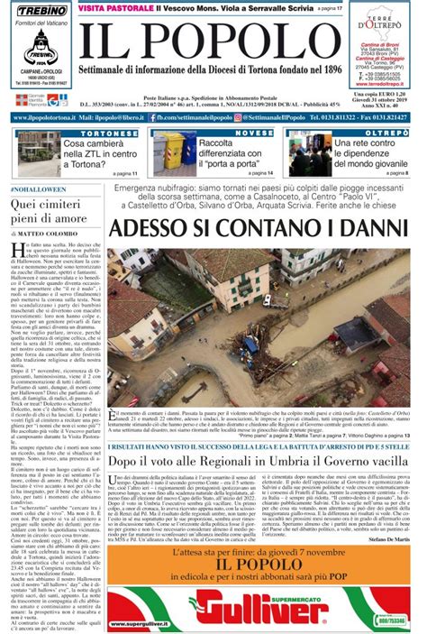 Prima Pagina Ottobre Il Popolo Tortona