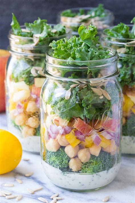 Mason Jar Broccoli Salads With Kale And Apple Kristine S Kitchen