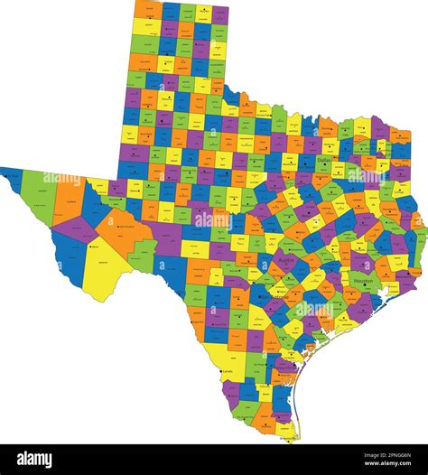 Mappa Politica Del Texas Colorata Con Livelli Chiaramente Etichettati E