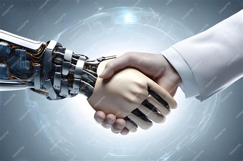 Premium AI Image | human and robot handshake background