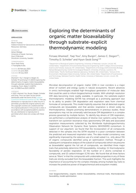 PDF Exploring The Determinants Of Organic Matter Bioavailability