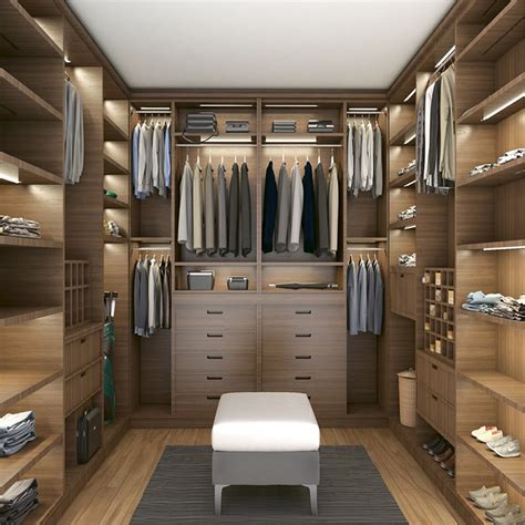 Luxury Bedroom Led Light Walk In Wardrobe Closets Custom Modern Bed