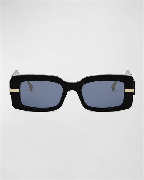 Fendi Logo Acetate Rectangle Sunglasses Neiman Marcus