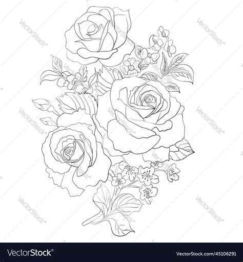 Hand Drawn Line Art Flower Royalty Free Vector Image