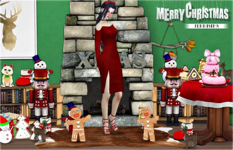 Jennisims Downloads Sims 4decoratives Christmastable Santa